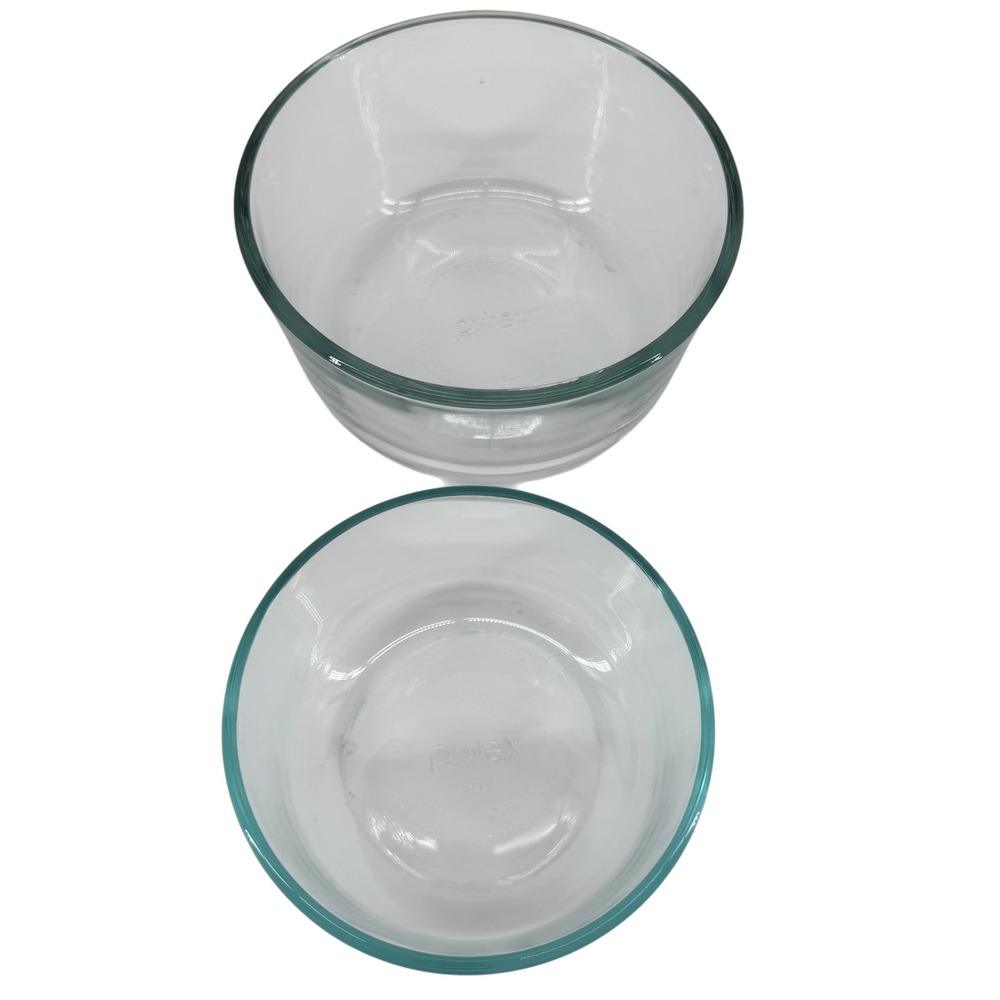 Pyrex Food Storage Bowls Clear Glass Round 7200 & 7201 Set No Tops